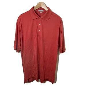 Peter Millar Polo Shirt Mens Large Salmon Pink Cotton Golf Activewear Shirt NWOT